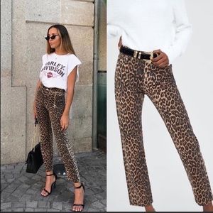zara leopard print jeans